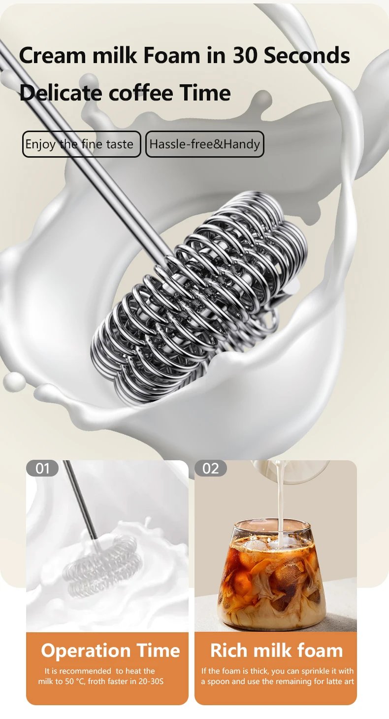 Wireless Milk Frothers  Electric USB Recharge 3 Speeds Handheld Blender Small Coffee Foam Maker Whisk For Coffee Kitchen Tools