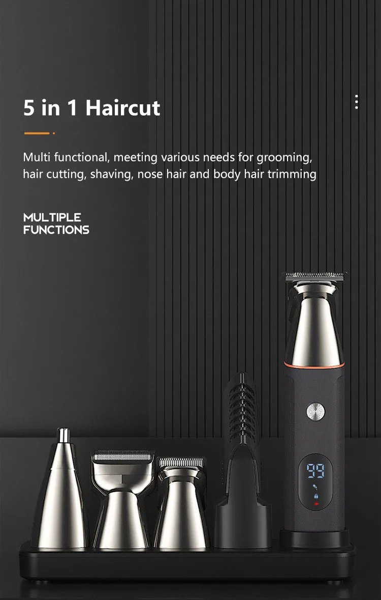 Mijia 5 in 1 Hair Trimmer Machine LCD Display Clippers Barber Professional Hair Cutting Machines Men's Electric Shaver