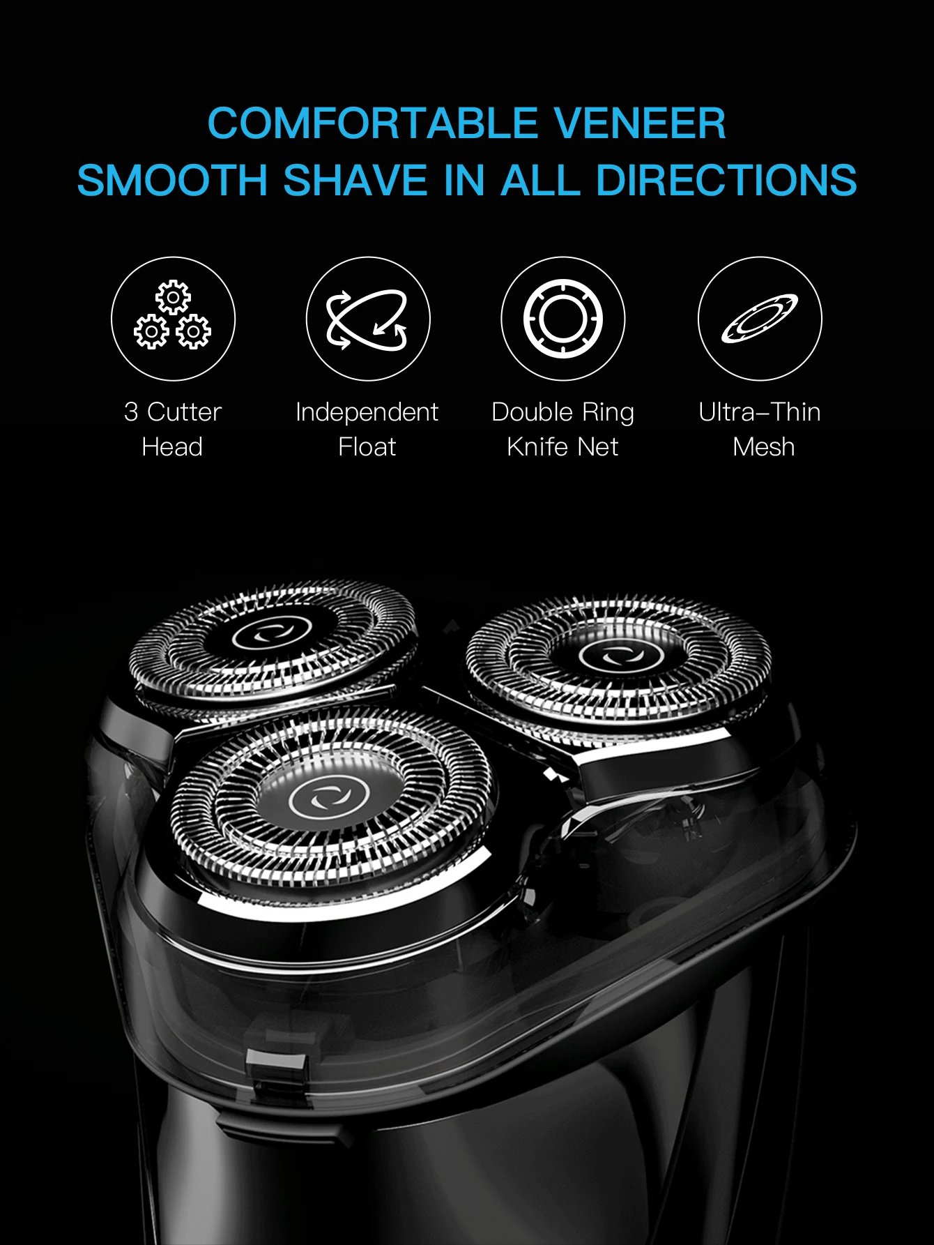 ENCHEN Electric Shaver 3D Blackstone 3 IPX7 Waterproof Razor Wet And Dry Dual Use Face Beard Battery Digital Display For Men