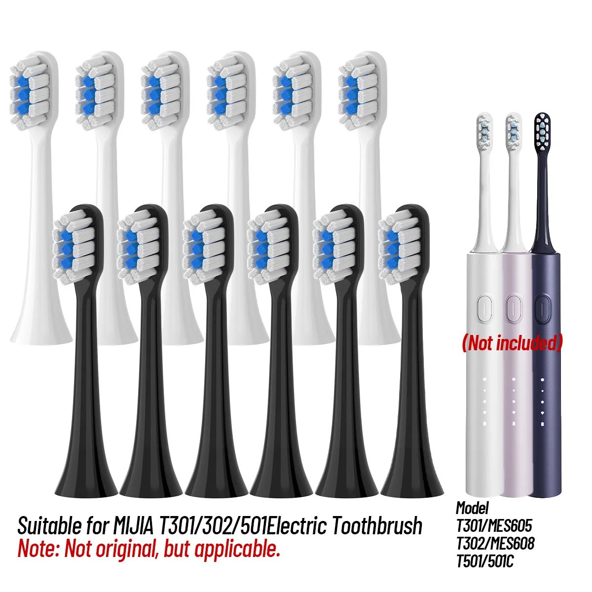 Replacement Brush Heads For Mijia T301 T302 T501 /501CSonic Electric Toothbrush Head DuPont Soft Bristle Nozzles Replacement Brush Heads For Mijia T301 T302 T501 /501CSonic Electric Toothbrush Head DuPont Soft Bristle Nozzles
