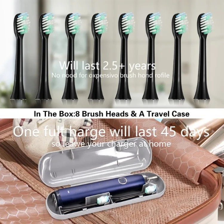 Sonic Electric Toothbrush Adults 8 Brush Heads 5 Modes USB Rechargeable IPX7 Waterproof Whitening Power Toothbrushes for Adults Sonic Electric Toothbrush Adults 8 Brush Heads 5 Modes USB Rechargeable IPX7 Waterproof Whitening Power Toothbrushes for Adults