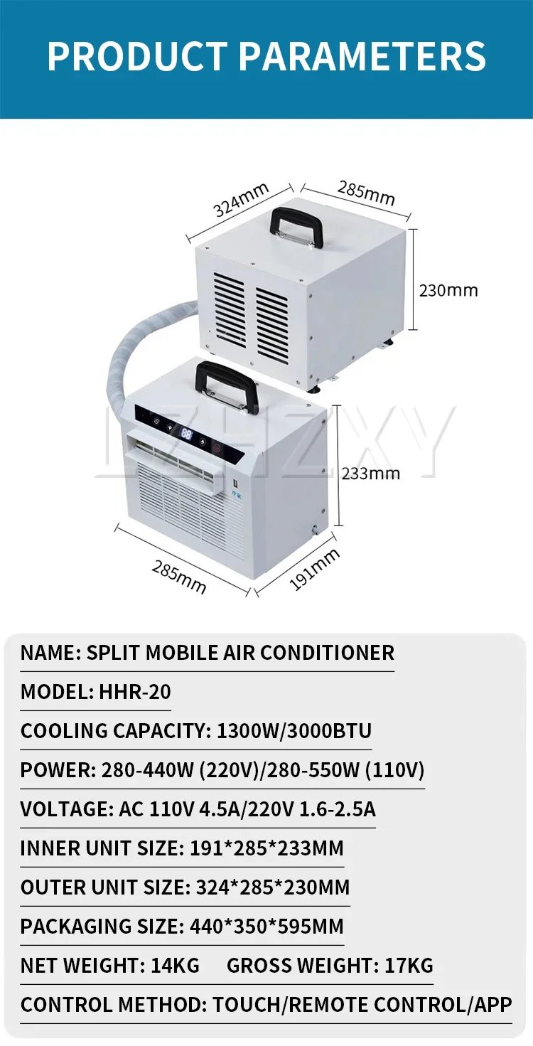 Split Mobile Air Conditioner Car Air Conditioner Portable Home Air Conditioner Free Installation Camping Tent 3000BTU