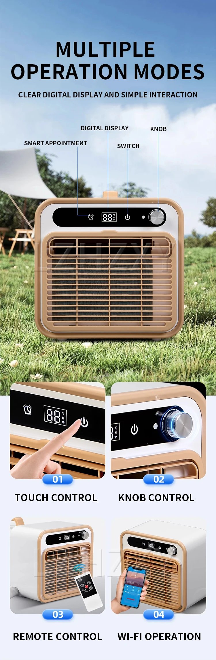 1500W New Split Mobile Air Conditioner Portable Installation-free Camping Tent Air Conditioner Parking Air Conditioner