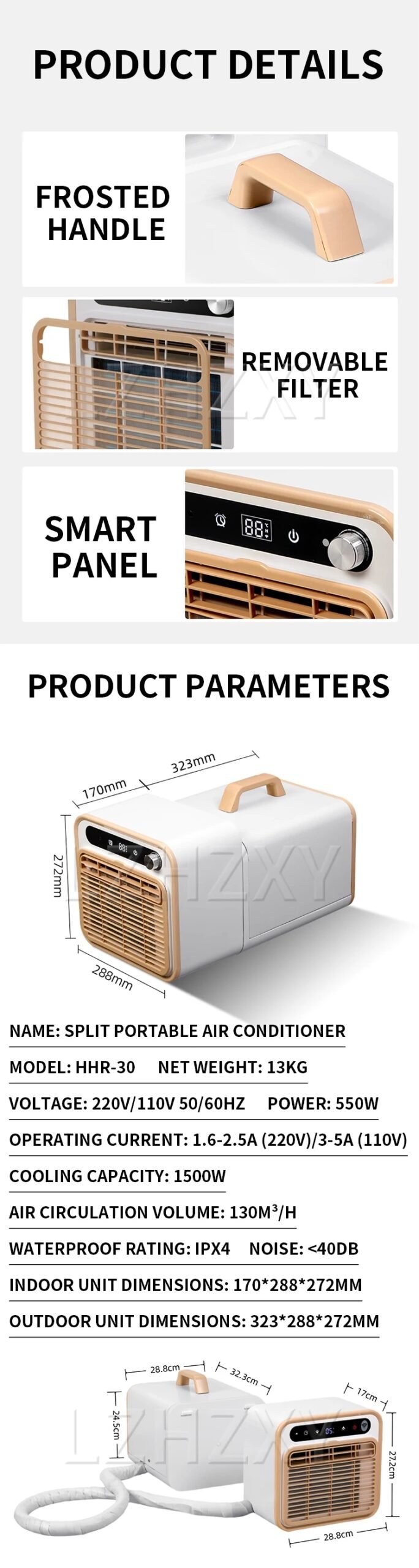 1500W New Split Mobile Air Conditioner Portable Installation-free Camping Tent Air Conditioner Parking Air Conditioner