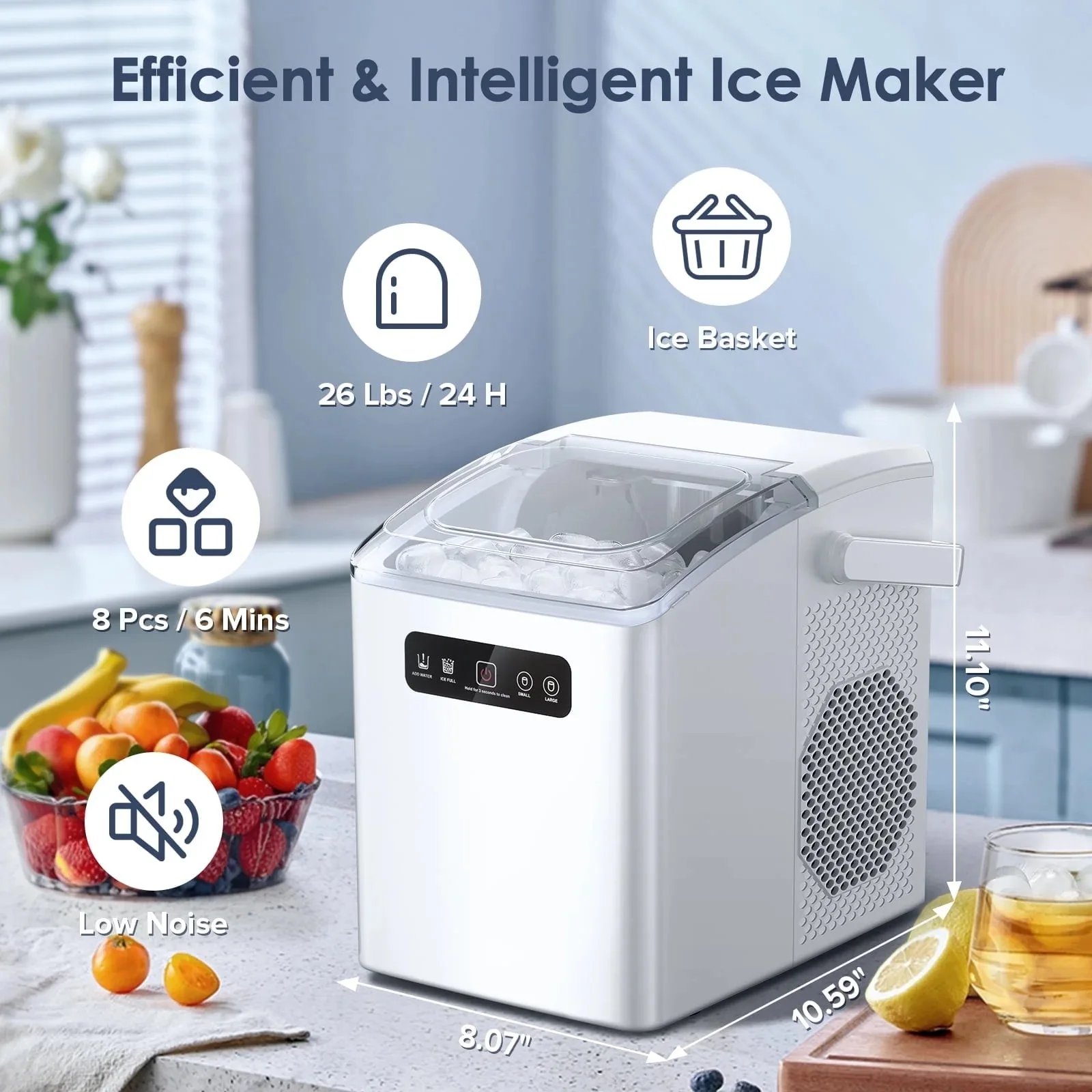 Automatic Household Ice Maker-Quick Ice Making,Multi-Function Silent Design Rapid Preparation Of Pure Ice Cubes Summer Necessiti