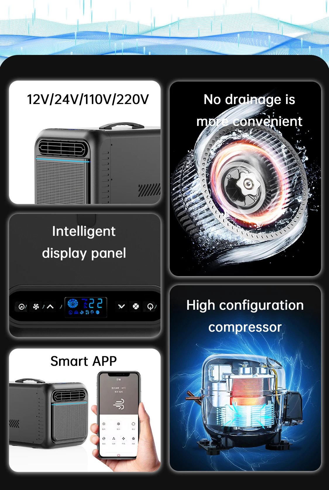 Air Conditioners with Inverter 12V,Portable Air Conditioning 2300Btu,Use Car,Home,Camping