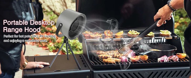 2025 New Portable Exhaust Fan Small Kitchen Hood Extractor Barbecue USB Supply Desktop Range Hoods Mini Suction Cooker Hood