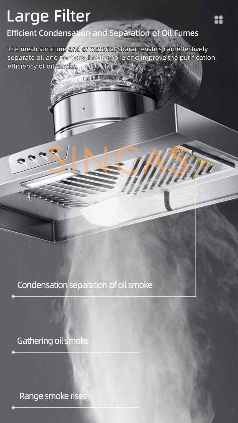 Stainless Steel Range Hood Exhaust Fan With Built In Light Kitchen Ventilation Extractor Fan For Stove Wall Mount Range Hood