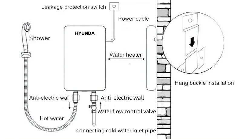 HYUNDA Electric Water Heater Instantaneous Rapid Heating Household Bathroom Shower Small Bath Machine Kitchen Water Heater HYUNDA Electric Water Heater Instantaneous Rapid Heating Household Bathroom Shower Small Bath Machine Kitchen Water Heater