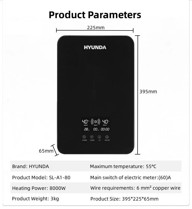 HYUNDA Electric Water Heater Instantaneous Rapid Heating Household Bathroom Shower Small Bath Machine Kitchen Water Heater HYUNDA Electric Water Heater Instantaneous Rapid Heating Household Bathroom Shower Small Bath Machine Kitchen Water Heater