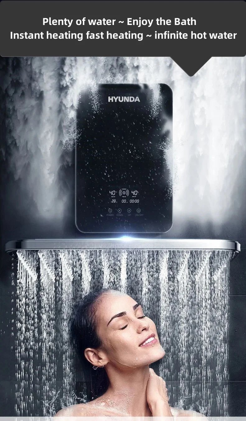HYUNDA Electric Water Heater Instantaneous Rapid Heating Household Bathroom Shower Small Bath Machine Kitchen Water Heater HYUNDA Electric Water Heater Instantaneous Rapid Heating Household Bathroom Shower Small Bath Machine Kitchen Water Heater