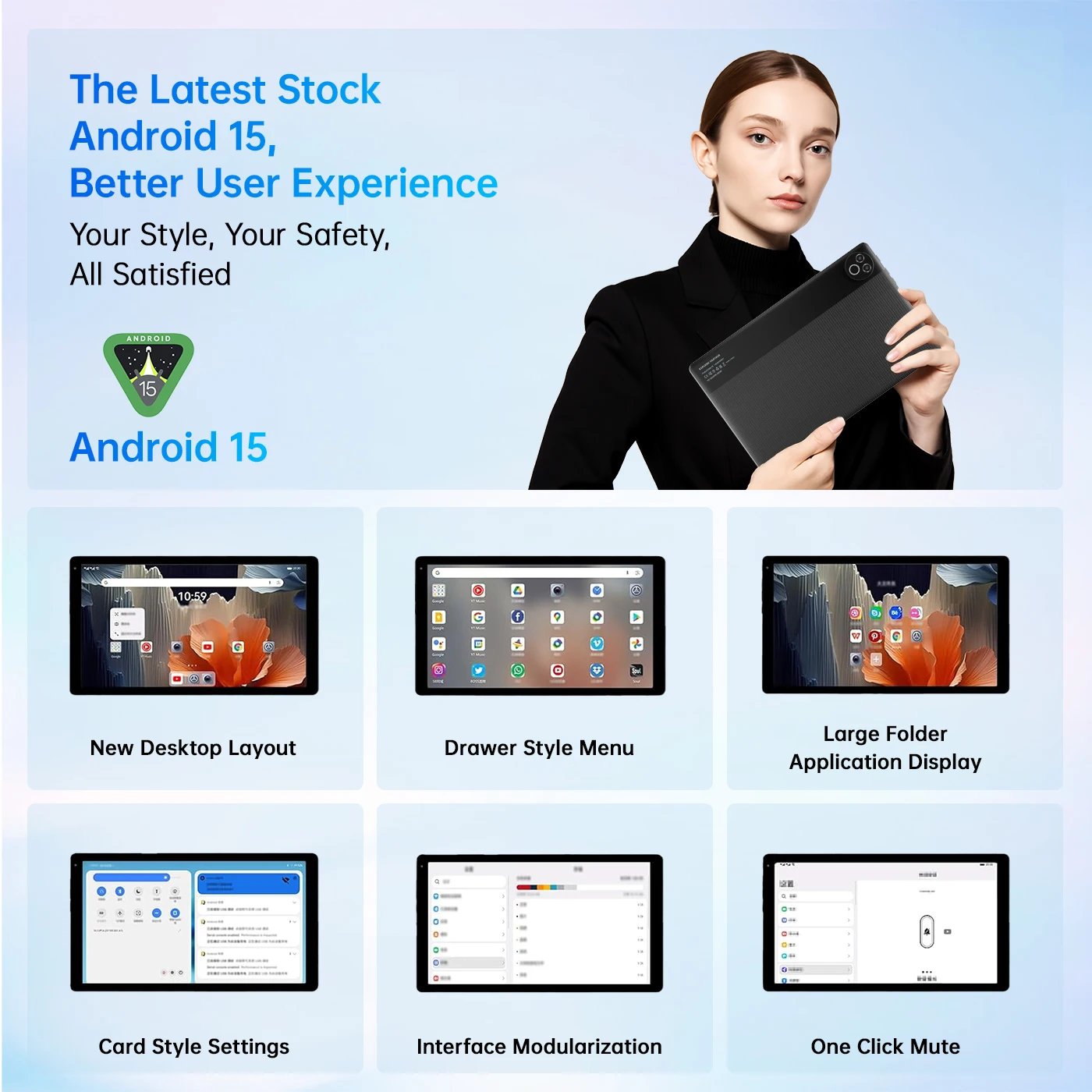 URAO Android 15 Tablet 10.1 Inch 20GB RAM 64GB ROM 5-core Dual Camera Tablets PC Set Keyboard/Case/Mouse/Stylus/Headphone