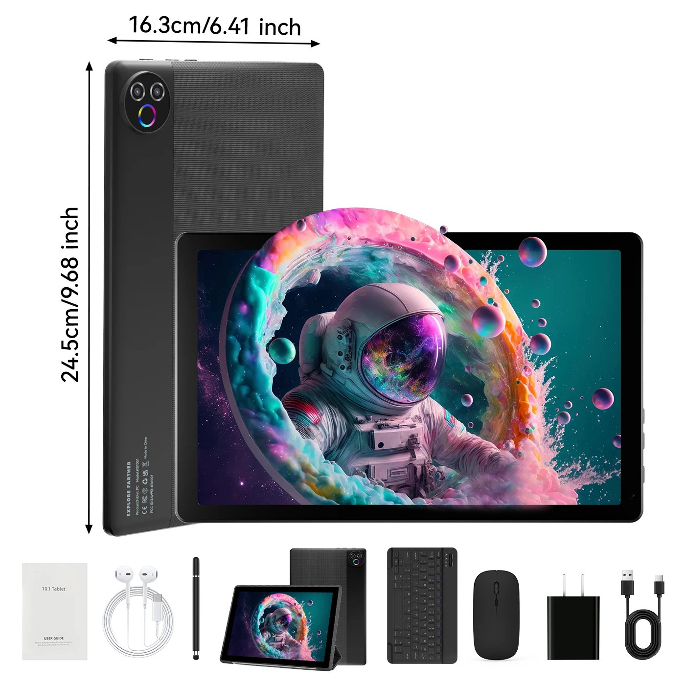 URAO Android 15 Tablet 10.1 Inch 20GB RAM 64GB ROM 5-core Dual Camera Tablets PC Set Keyboard/Case/Mouse/Stylus/Headphone