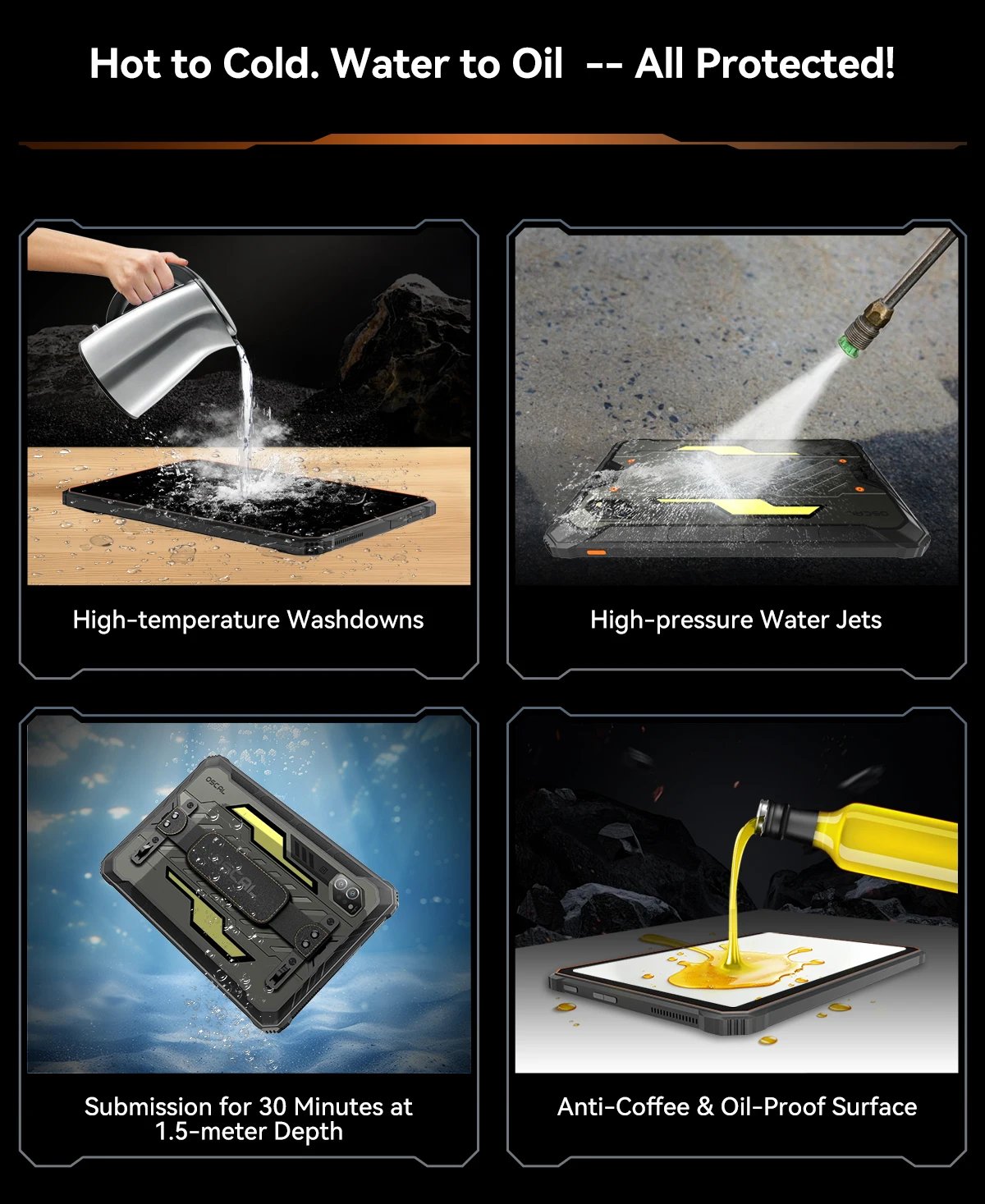 Blackview Oscal SPIDER 10 Rugged Tablet 20000mAh 11-inch HD+ IPS Display Octa-core 256GB 45W Android IP68&IP69K Outdoor Pad PC