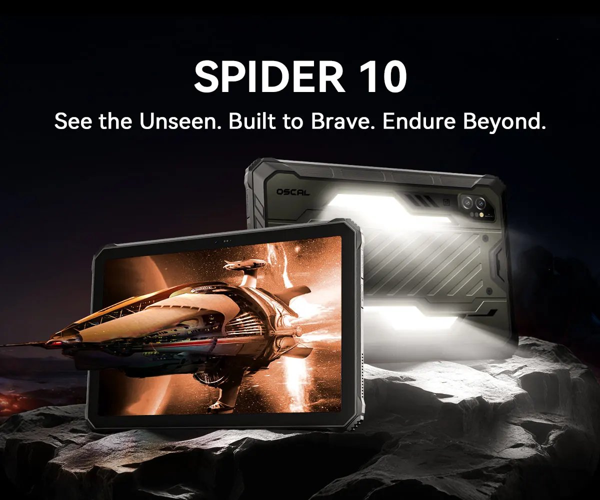 Blackview Oscal SPIDER 10 Rugged Tablet 20000mAh 11-inch HD+ IPS Display Octa-core 256GB 45W Android IP68&IP69K Outdoor Pad PC