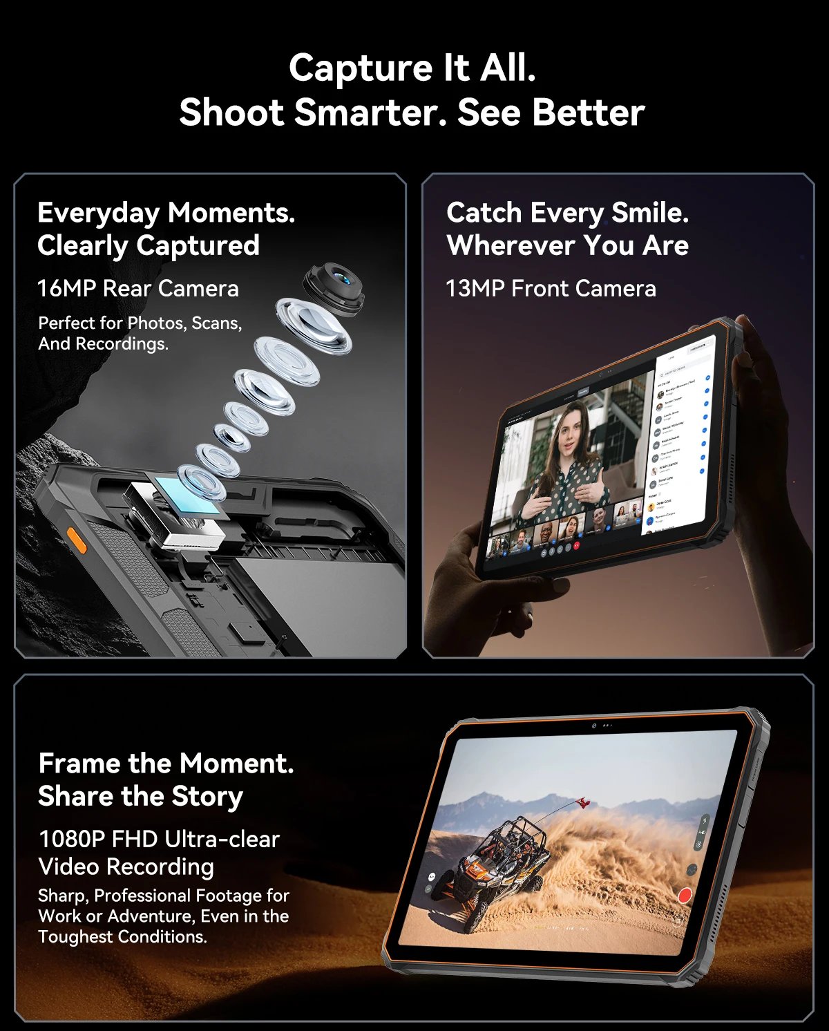Blackview Oscal SPIDER 10 Rugged Tablet 20000mAh 11-inch HD+ IPS Display Octa-core 256GB 45W Android IP68&IP69K Outdoor Pad PC