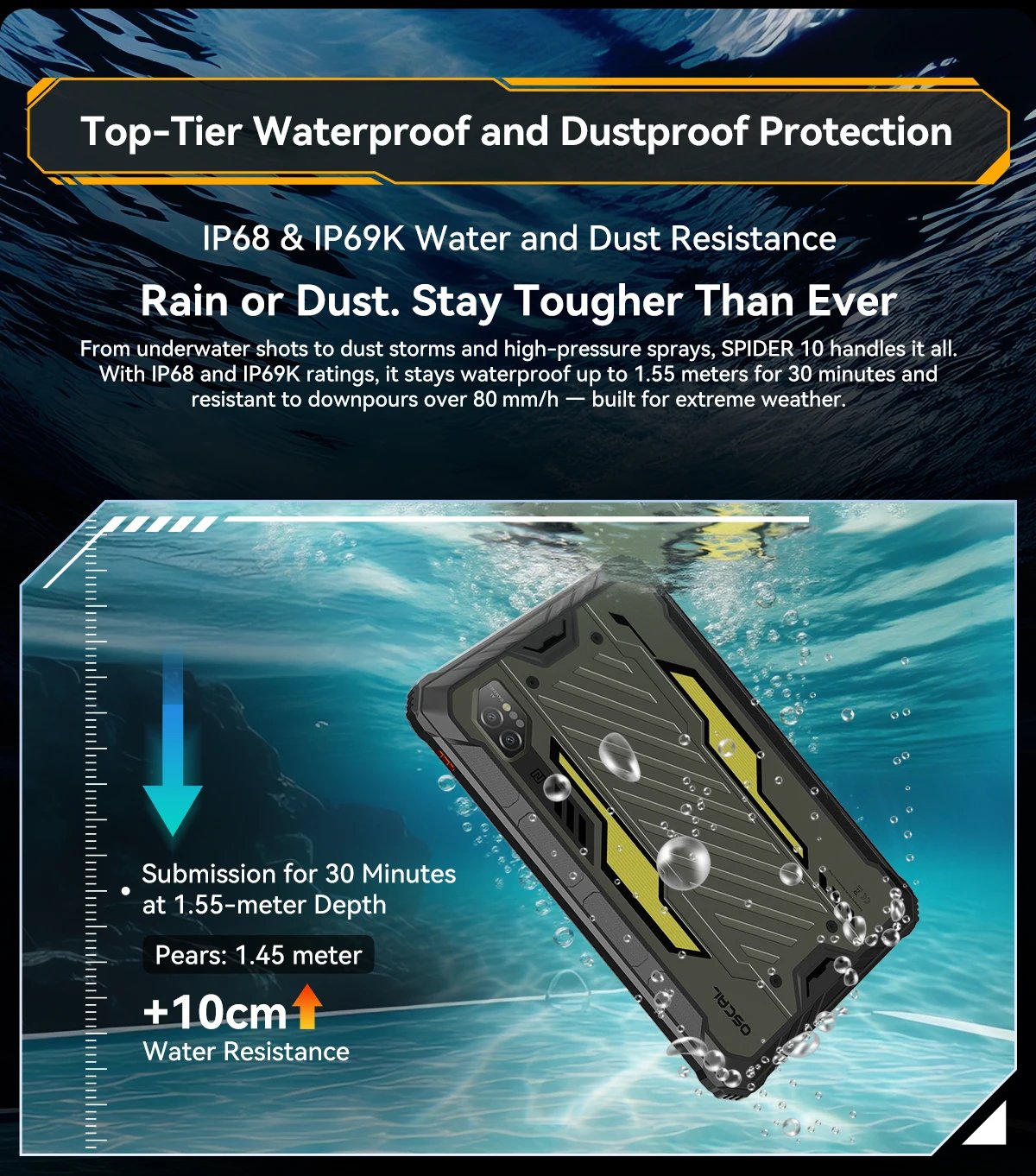 Blackview Oscal SPIDER 10 Rugged Tablet 20000mAh 11-inch HD+ IPS Display Octa-core 256GB 45W Android IP68&IP69K Outdoor Pad PC