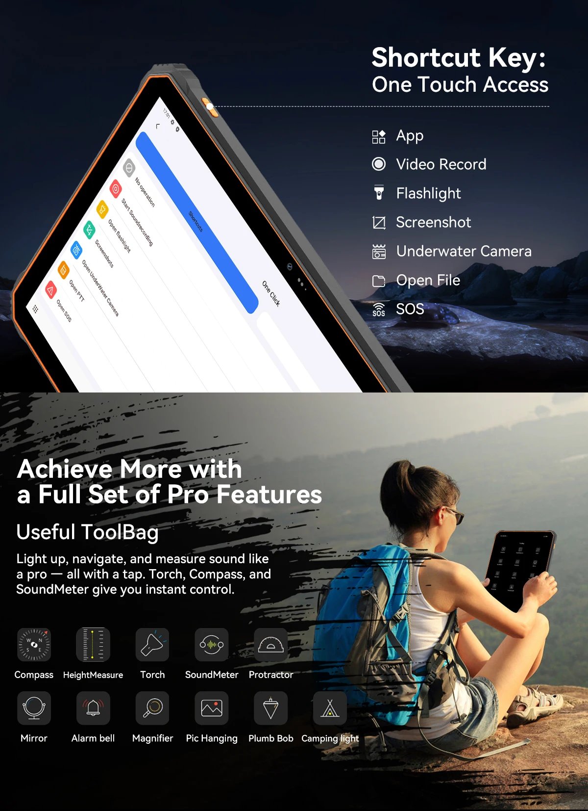 Blackview Oscal SPIDER 10 Rugged Tablet 20000mAh 11-inch HD+ IPS Display Octa-core 256GB 45W Android IP68&IP69K Outdoor Pad PC