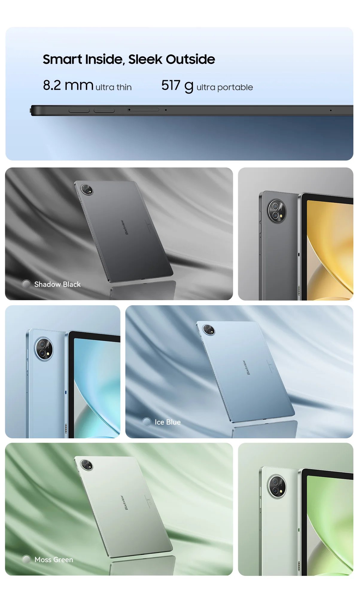 Blackview Zeno 10 5G AI Tablet 11-inch FHD+ 90Hz Display Quad Speakers 8800mAh Widevine L1  Android 15 Pad PC