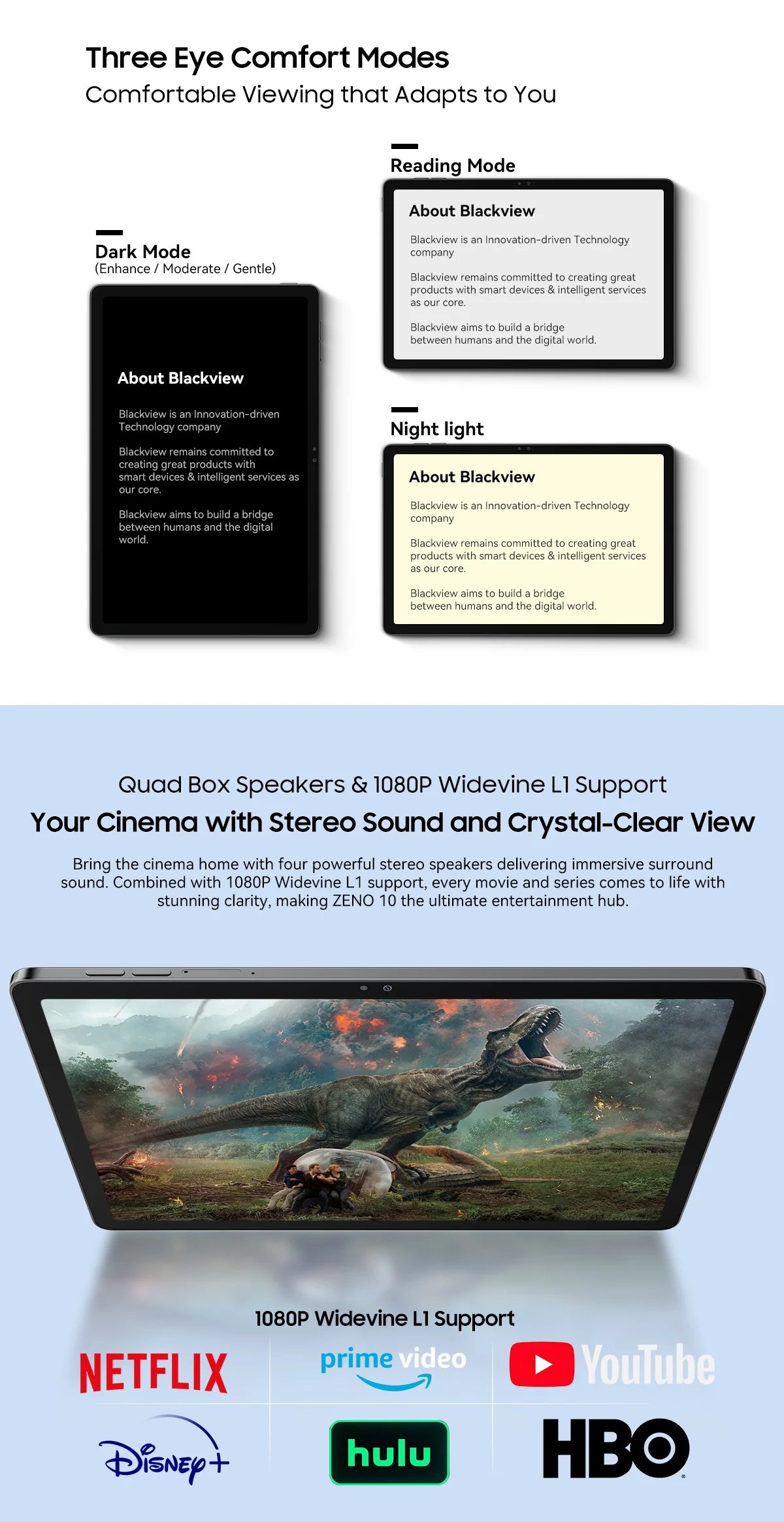 Blackview Zeno 10 5G AI Tablet 11-inch FHD+ 90Hz Display Quad Speakers 8800mAh Widevine L1  Android 15 Pad PC