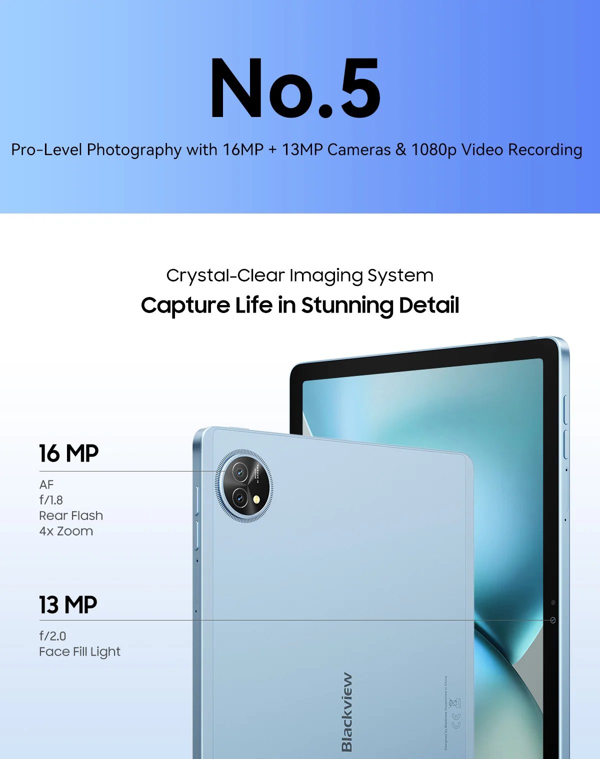 Blackview Zeno 10 5G AI Tablet 11-inch FHD+ 90Hz Display Quad Speakers 8800mAh Widevine L1  Android 15 Pad PC