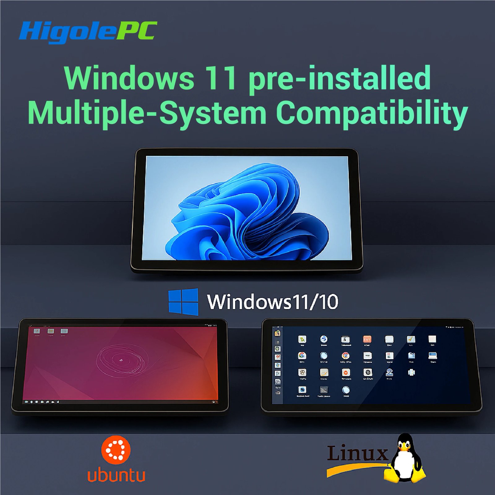 Higole F11 Pro 11.6'' Mini Computers Intel N5100 Windows 11 WiFi5 8GB 128GB BT 4K HDMI RS-232 Laptop Desktop PC Fanless Mini PC