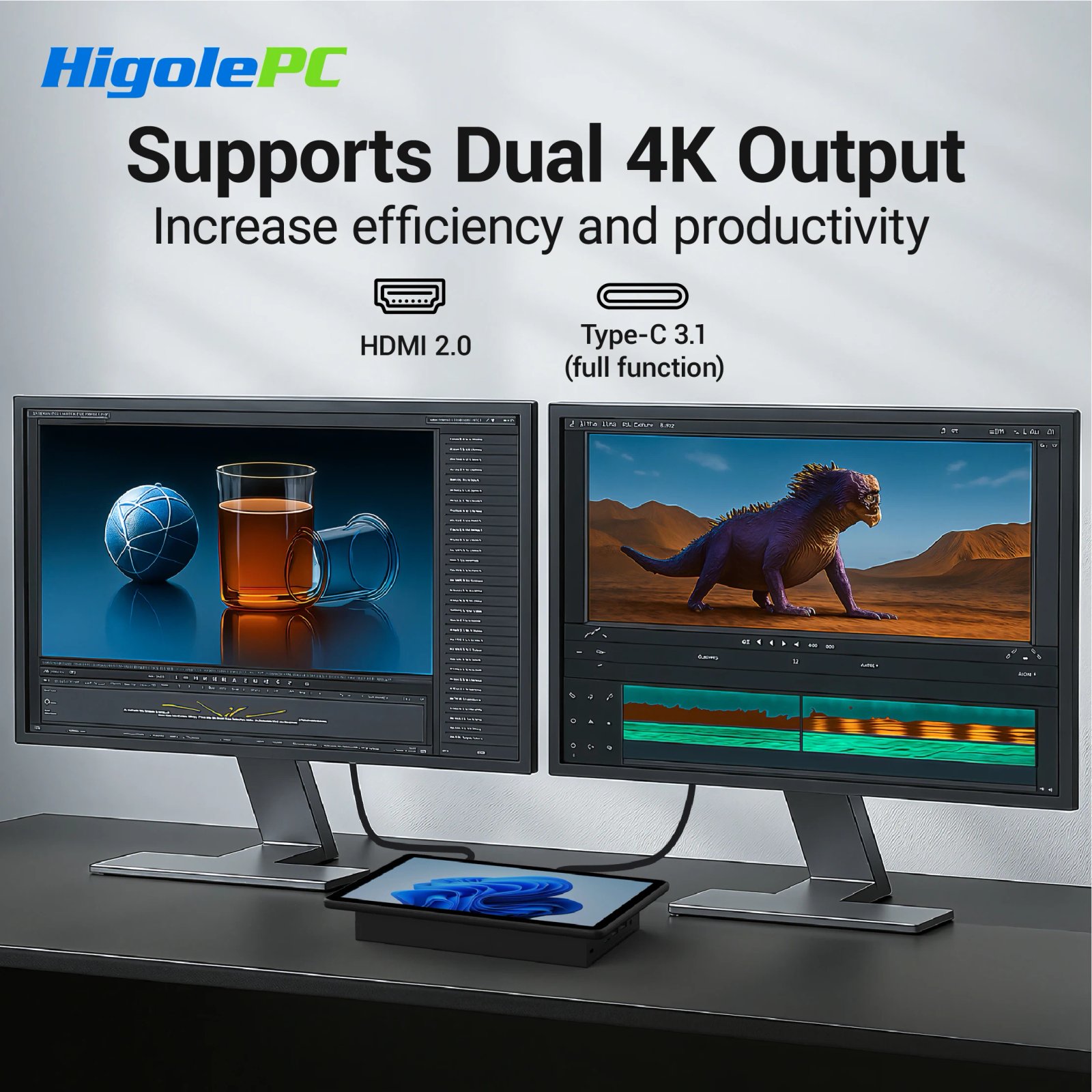 Higole F11 Pro 11.6'' Mini Computers Intel N5100 Windows 11 WiFi5 8GB 128GB BT 4K HDMI RS-232 Laptop Desktop PC Fanless Mini PC