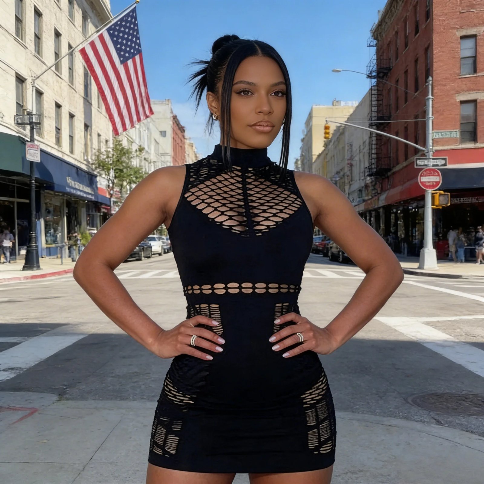 Women Sexy Hollow Out Bodycon Dress Sleeveless Halter Neck Mesh Cutout Mini Dress Clubwear Party Nightclub Tight Fitted Short Dr