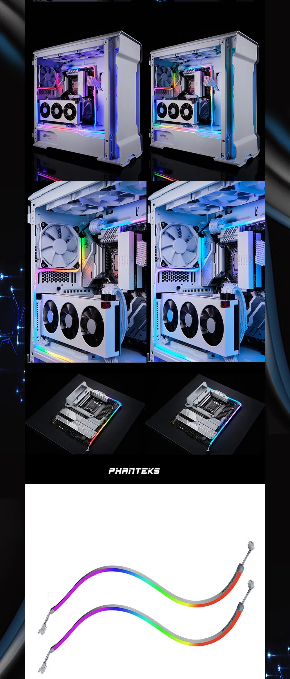 Phanteks RGB Combo Light Strip Neon For PC Case Decoration LED Strip 5V 3PIN MOBO AURA SYNC M1/ M5 40cm/55cm/100cm