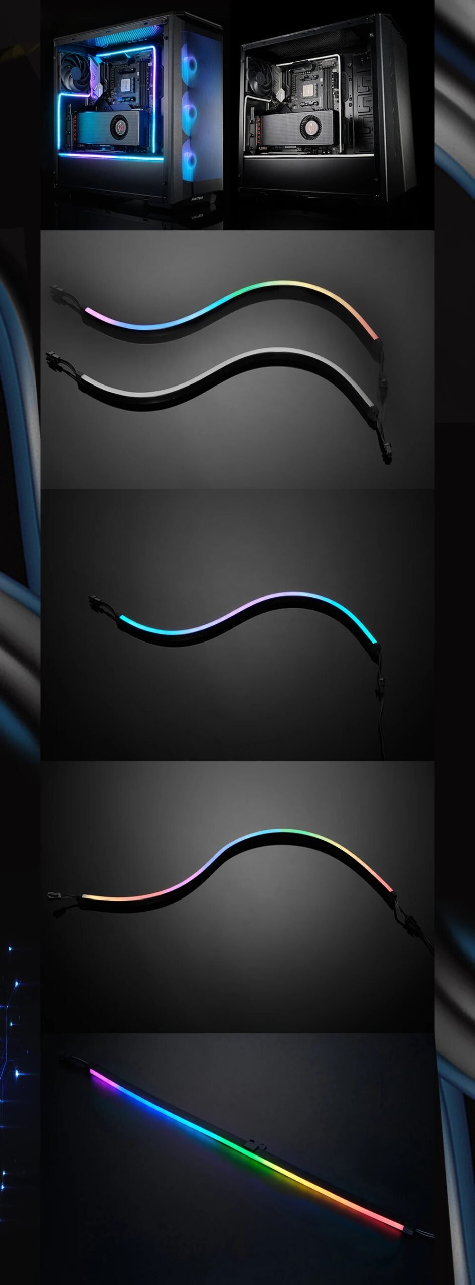 Phanteks RGB Combo Light Strip Neon For PC Case Decoration LED Strip 5V 3PIN MOBO AURA SYNC M1/ M5 40cm/55cm/100cm