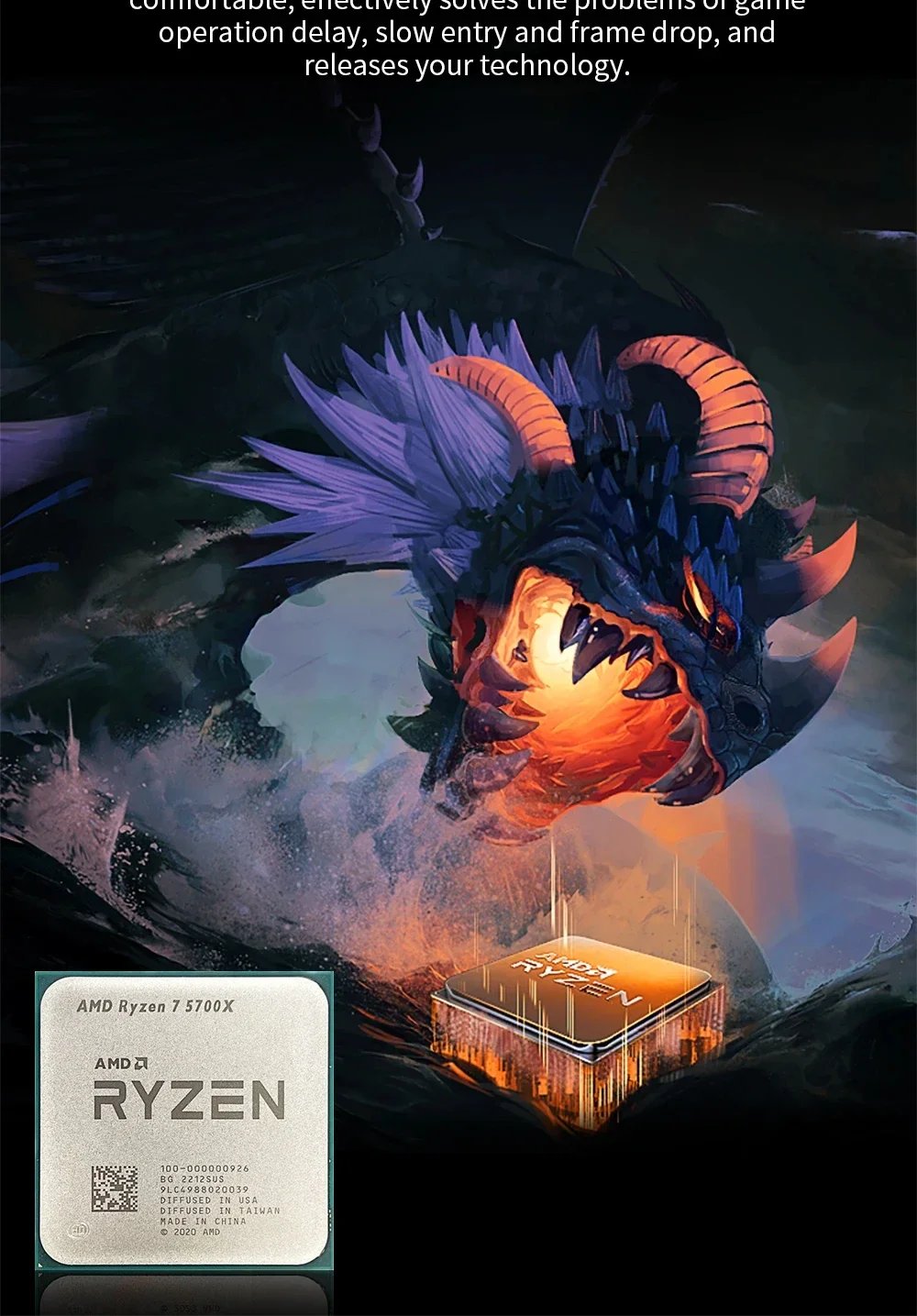 NEW AMD R7 5700X L3=32M 3.4GHz 8-Core 16-Thread Processor 65W Ryzen7 5700X 7NM DDR4 Socket AM4 but without fan