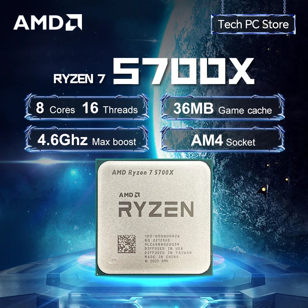 NEW AMD R7 5700X L3=32M 3.4GHz 8-Core 16-Thread Processor 65W Ryzen7 5700X 7NM DDR4 Socket AM4 but without fan