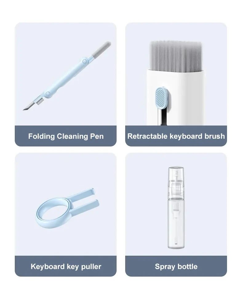 7 in 1 Computer Keyboard Cleaner Brush Kit Earphone Cleaning Pen For Headset Keyboard Cleaning Tools Cleaner Keycap Puller Kit 7 in 1 Computer Keyboard Cleaner Brush Kit Earphone Cleaning Pen For Headset Keyboard Cleaning Tools Cleaner Keycap Puller Kit