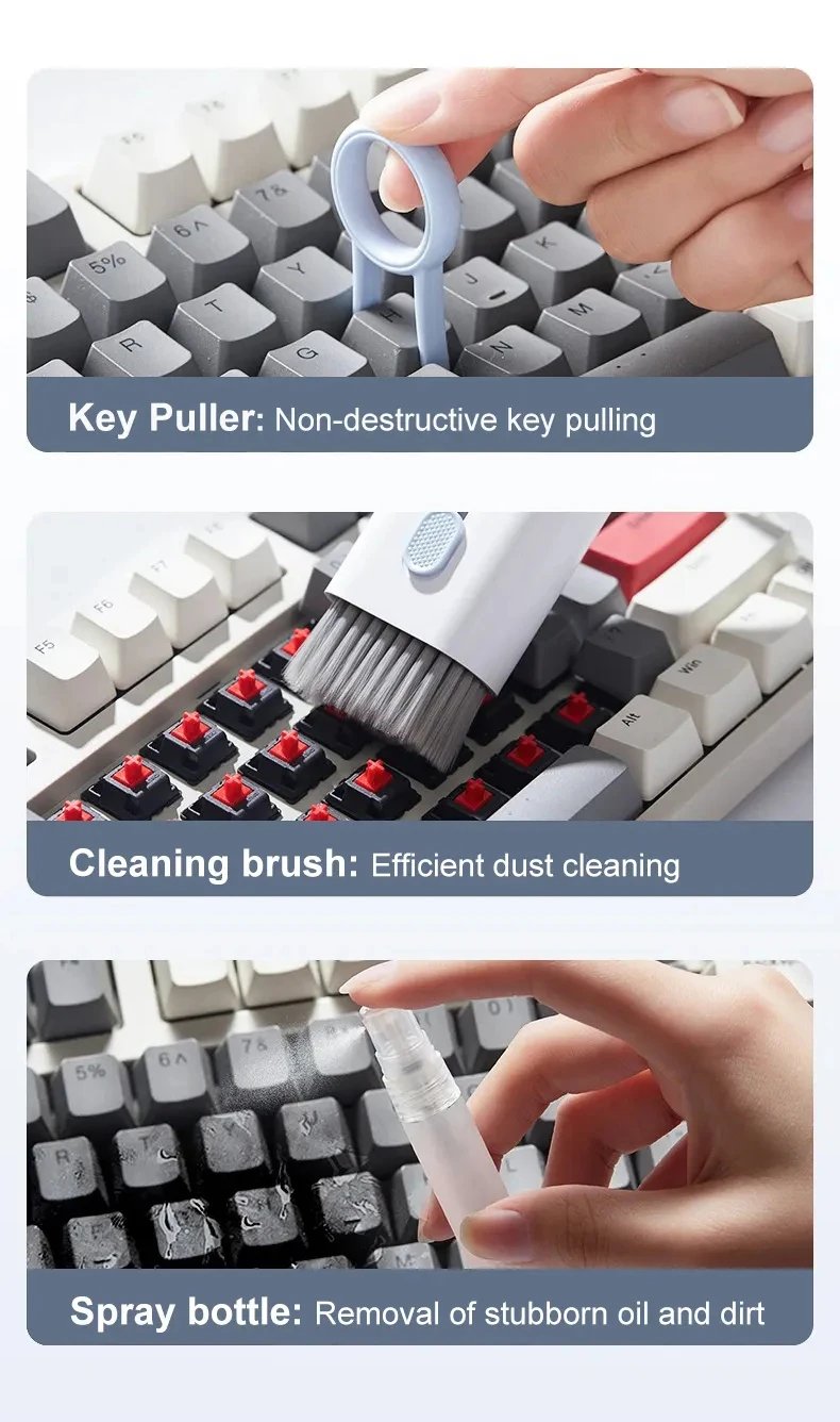 7 in 1 Computer Keyboard Cleaner Brush Kit Earphone Cleaning Pen For Headset Keyboard Cleaning Tools Cleaner Keycap Puller Kit 7 in 1 Computer Keyboard Cleaner Brush Kit Earphone Cleaning Pen For Headset Keyboard Cleaning Tools Cleaner Keycap Puller Kit