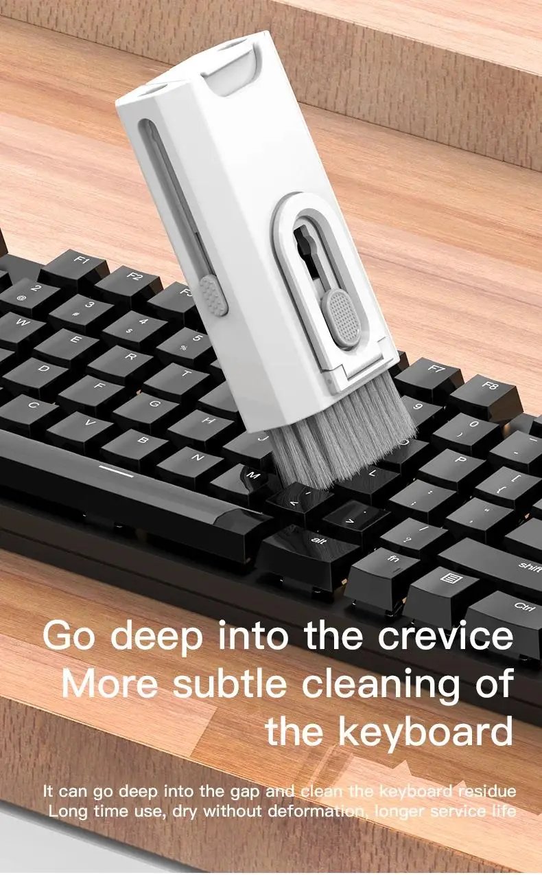 8-In-1 Cleaner Kit Computer Keyboard Brush Earphones Cleaning Pen Screen Cleaning Spray Bottle Cleaning Tools Set Keycap Puller