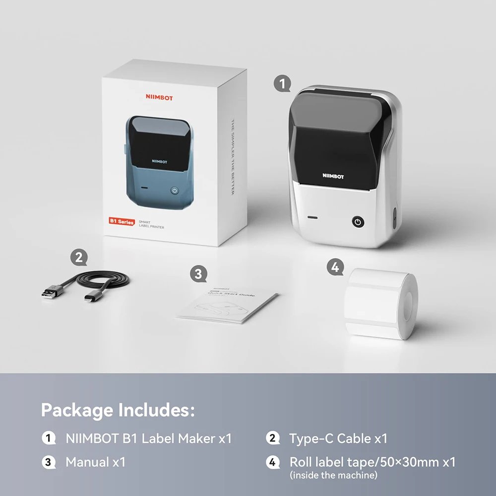 NIIMBOT B1 Portable Thermal Printer With Tapes 2 Inch Adhesive Label Printer Mini Bluetooth Sticker Maker Support Smartphones PC NIIMBOT B1 Portable Thermal Printer With Tapes 2 Inch Adhesive Label Printer Mini Bluetooth Sticker Maker Support Smartphones PC