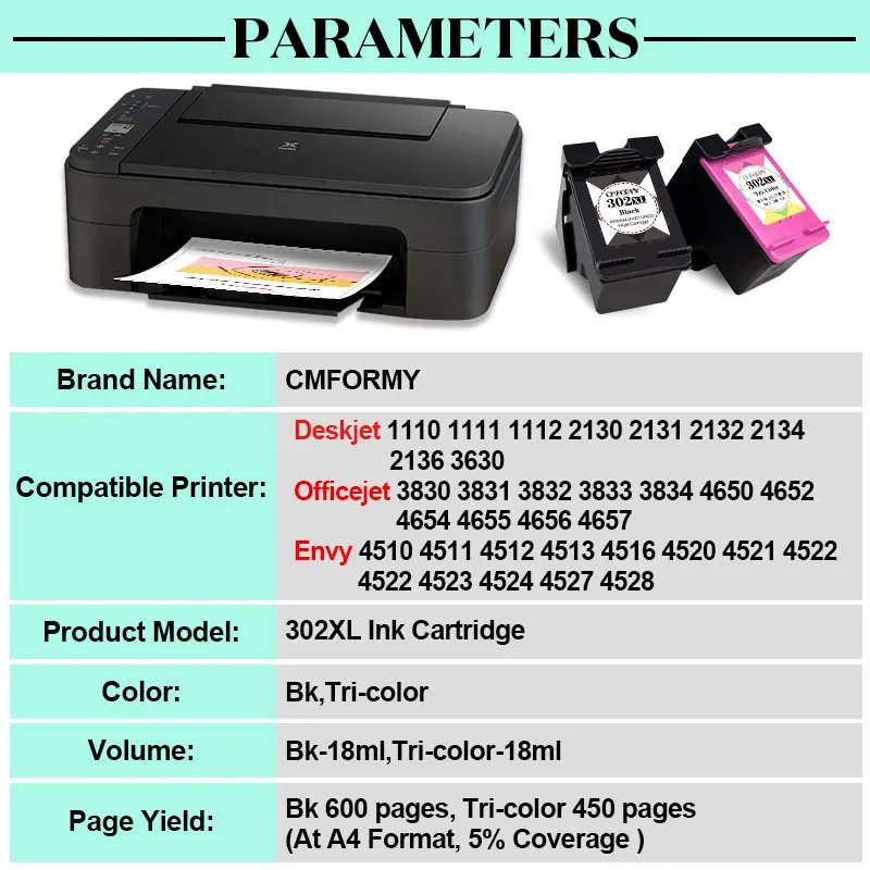 Royek 302X Ink Cartridge Remanufactured For HP 302 HP302 XL Deskjet 2130 1110 1111 1112 2131 3630 Officejet 4510 4520 3830 302XL