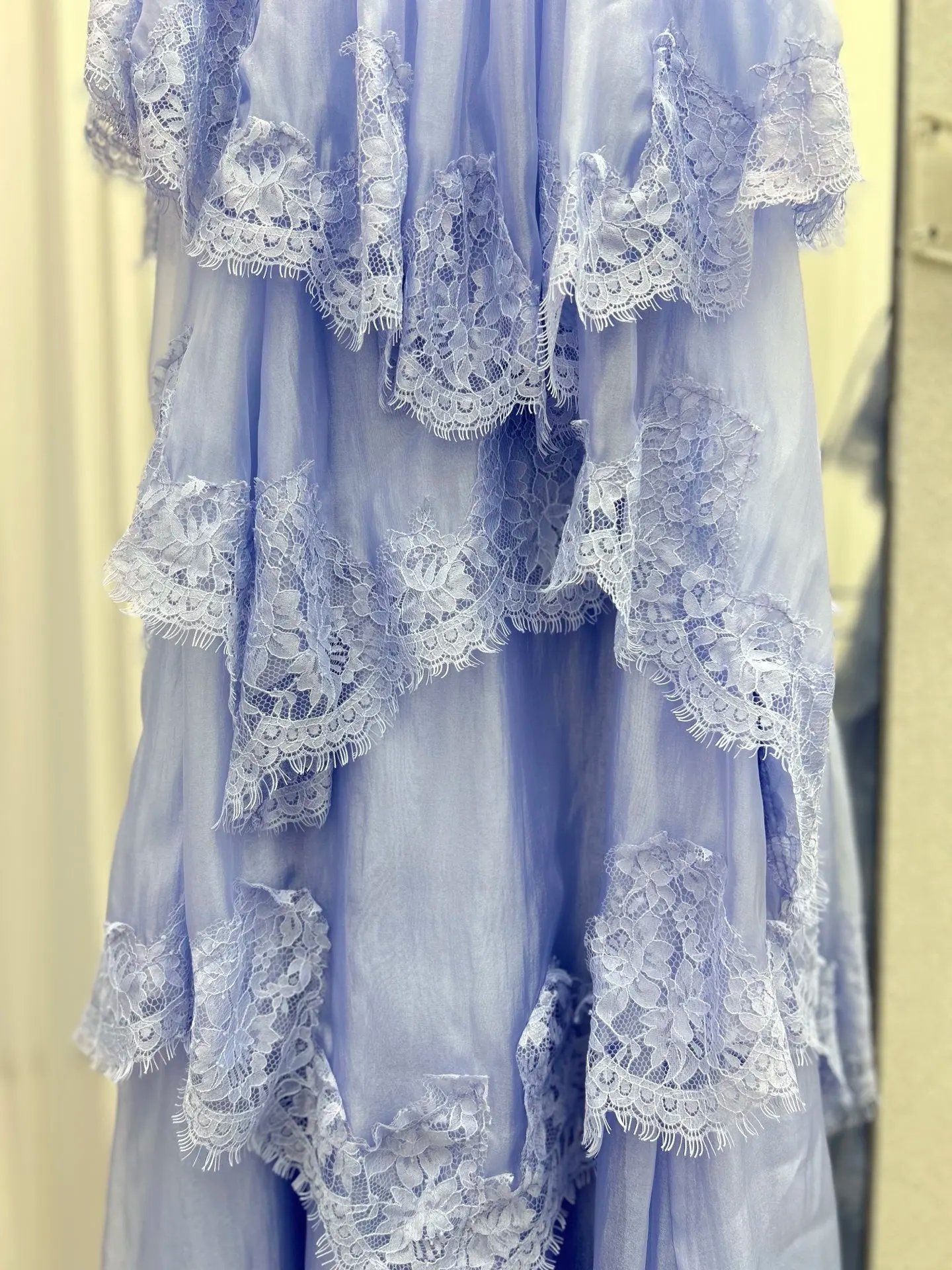 Lace Stitching Layered Ladies Sling Robe Backless Sleeveless High Waist Elegant Ladies Irregular Maxi Dress