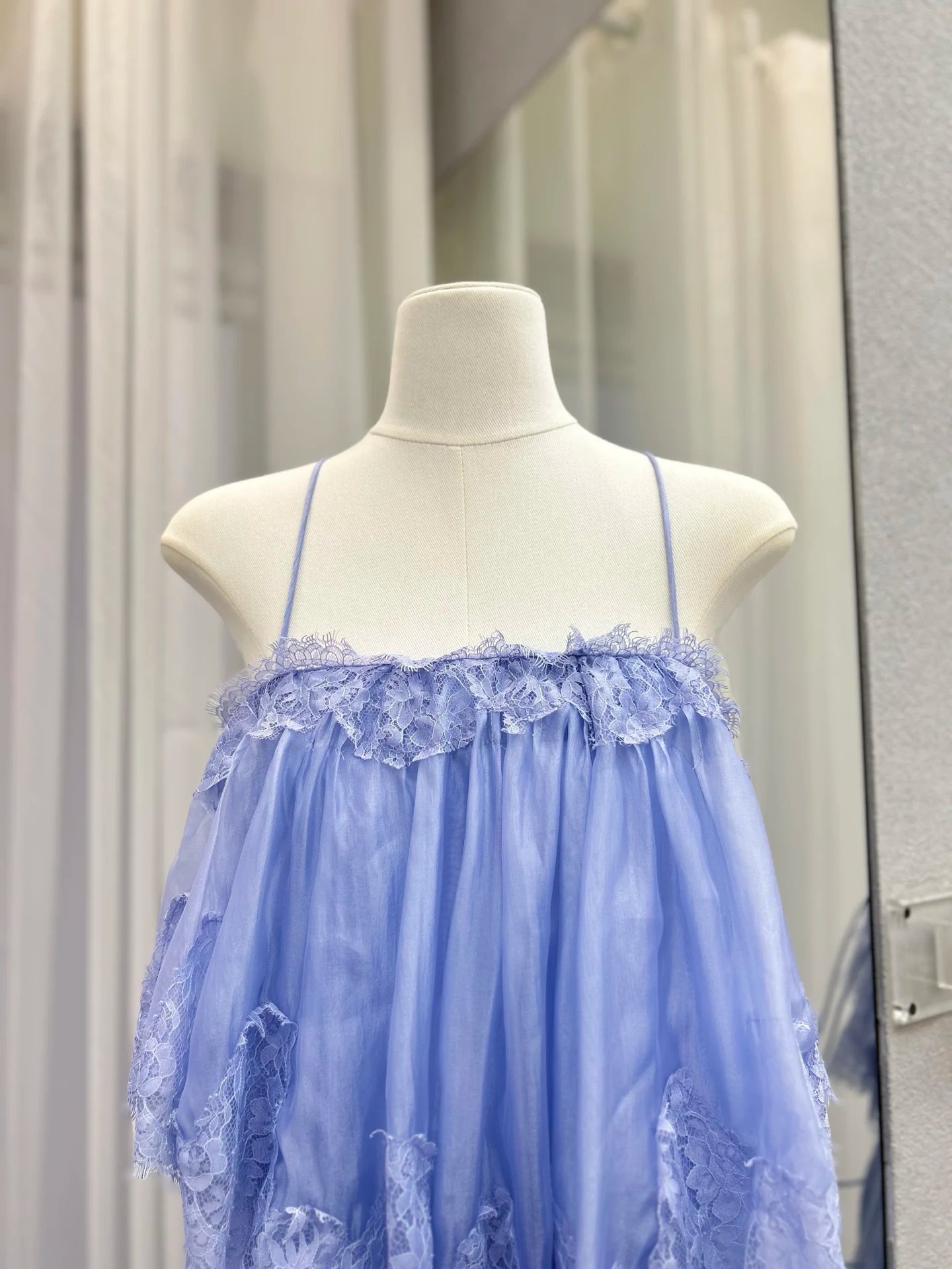 Lace Stitching Layered Ladies Sling Robe Backless Sleeveless High Waist Elegant Ladies Irregular Maxi Dress