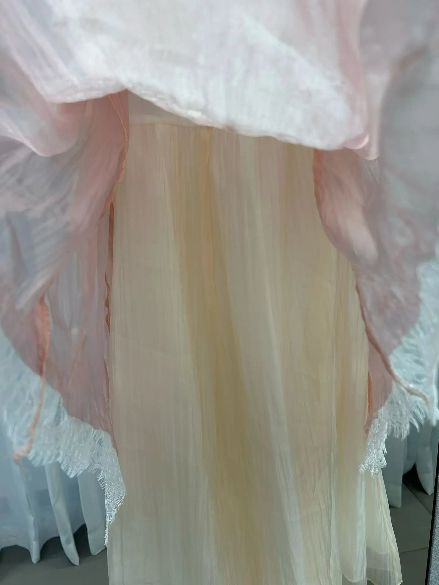 Lace Stitching Layered Ladies Sling Robe Backless Sleeveless High Waist Elegant Ladies Irregular Maxi Dress