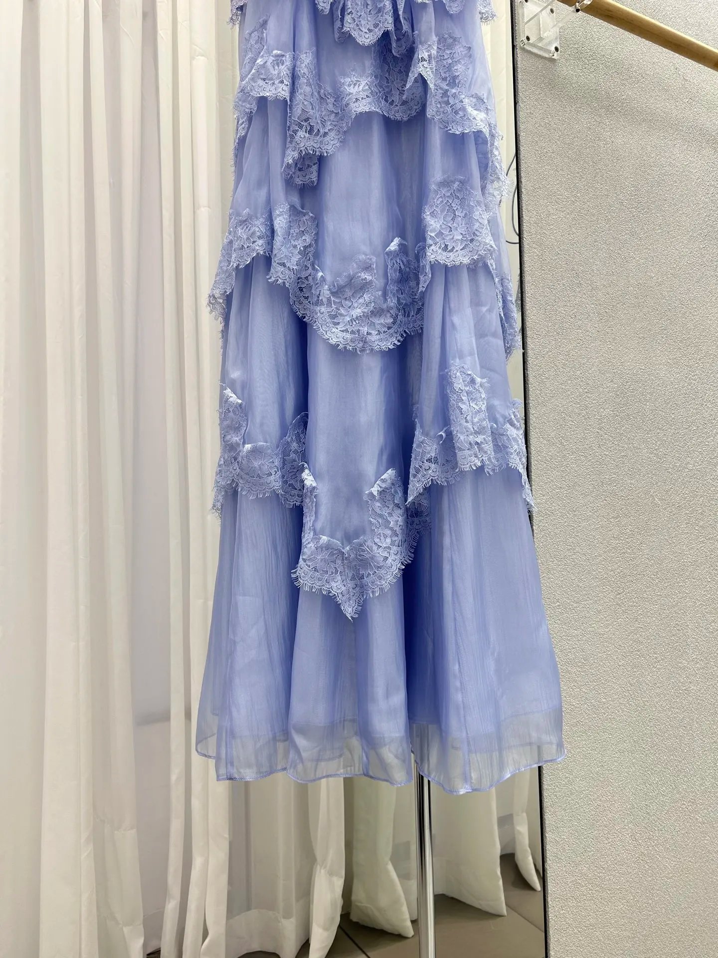 Lace Stitching Layered Ladies Sling Robe Backless Sleeveless High Waist Elegant Ladies Irregular Maxi Dress