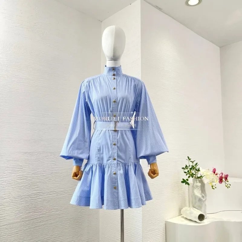 Blue Floral Print Sleeveless Cascading Backless Cross Back Midi Dress 2025 High Quality Attractive