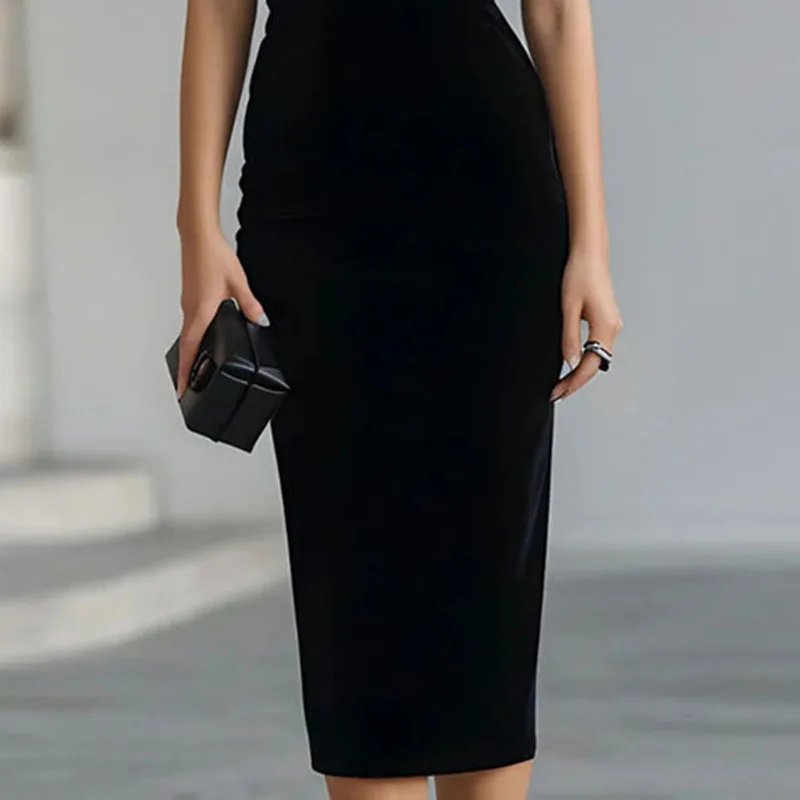 Sexy Sheer Neck Slim Fit Evening Cocktail Midi Dresses 2026 Spring Bowknot Velvet Bodycon Dress Elegant Zips Split Women's Dress