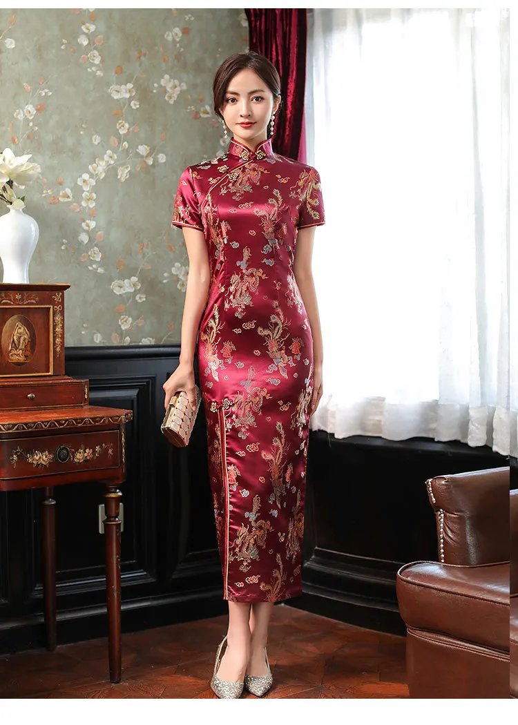 Chinese Style Qipao Sexy Women Plus Size Cheongsam Vintage Classic Chinese Dress Dragon And Phoenix Long Vestidos 4XL
