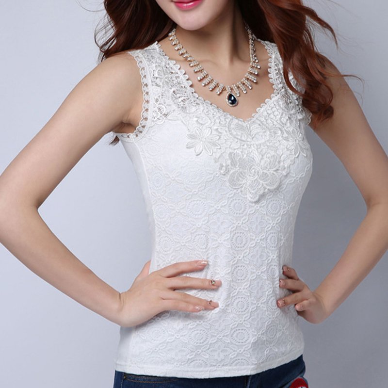 Womens Blouse Shirt Femininas Summer Tops and Blouses Lace Elegant Sleeveless Blusas Crochet Casual Flower Tops Plus Size Women