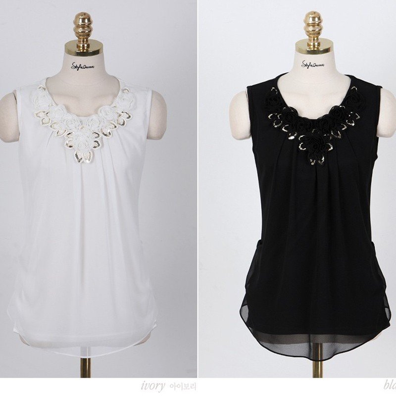 Womens Blouse Shirt Femininas Summer Tops and Blouses Lace Elegant Sleeveless Blusas Crochet Casual Flower Tops Plus Size Women