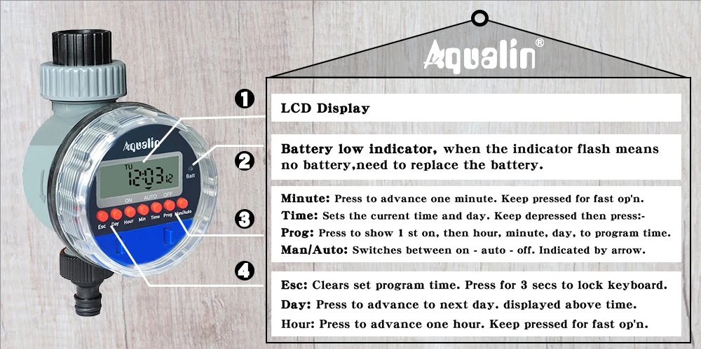 LCD Display Watering Timer Electronic Home Garden Ball Valve 0 Pressure Water Timer For Garden Irrigation Controller