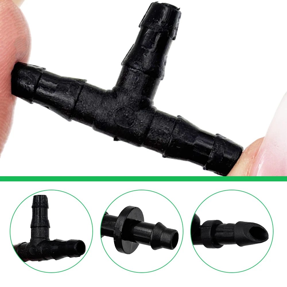 50pcs Barbed Connectors Irrigation Fittings Drip Irrigation Barbed Connectors 4/7mm Tubing Fittings for Flower Pot Garden Lawn