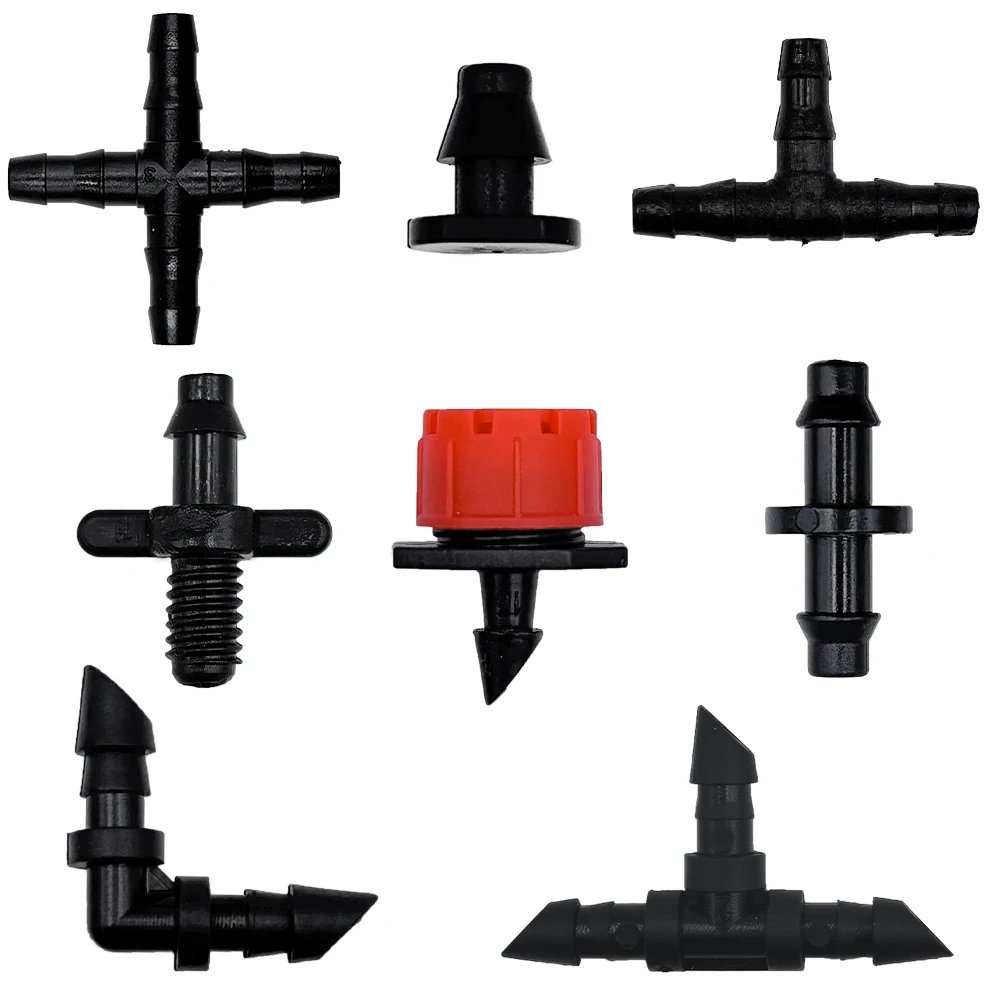 50pcs Barbed Connectors Irrigation Fittings Drip Irrigation Barbed Connectors 4/7mm Tubing Fittings for Flower Pot Garden Lawn