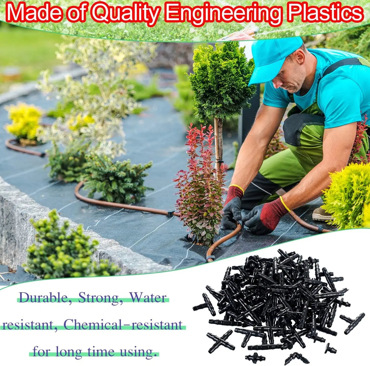 50pcs Barbed Connectors Irrigation Fittings Drip Irrigation Barbed Connectors 4/7mm Tubing Fittings for Flower Pot Garden Lawn